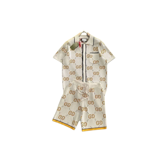 Ensemble Short Chemise Louis Vuitton Blanc et Doré