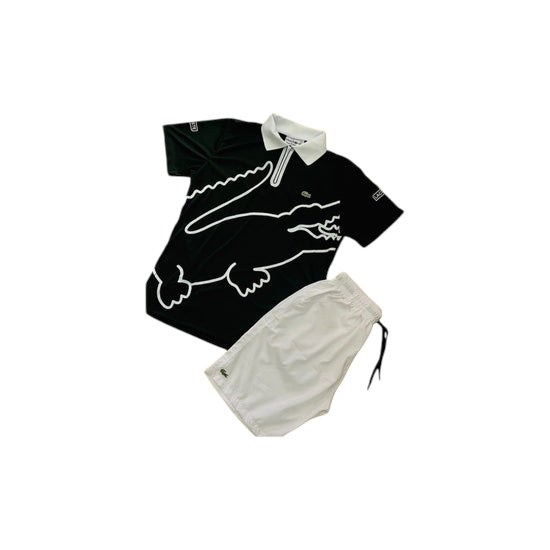 Ensemble Short Polo Lacoste Noir et Blanc